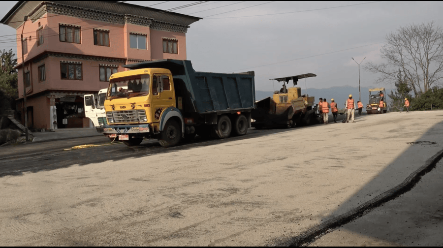 Damphu town undergoes major road upgrade